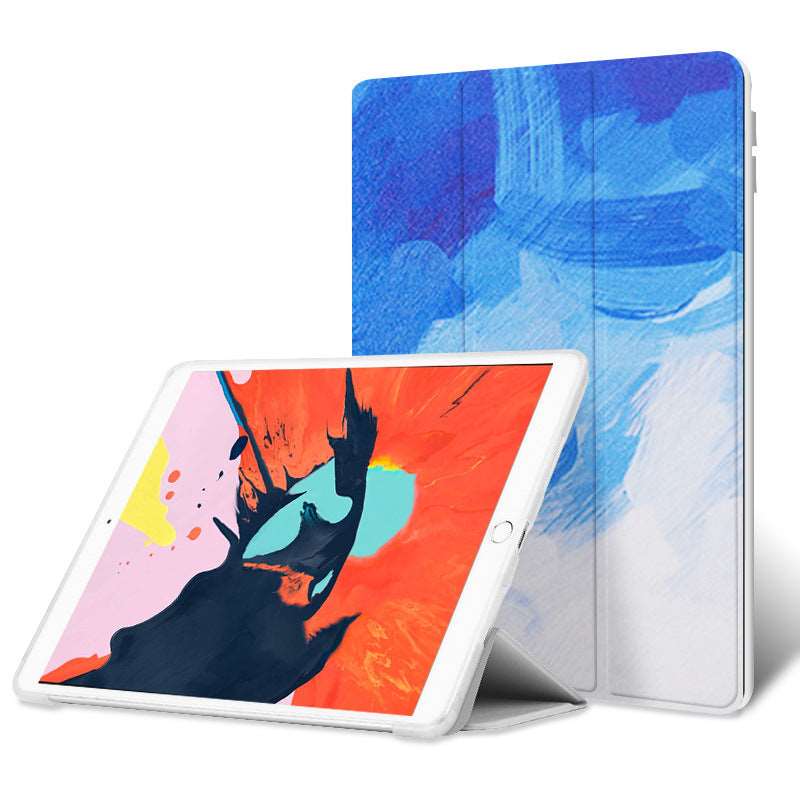 Applicable Ipad10.2 Air2 Flat Protective Cover 9.7pro11 10.5 Silicone Tri-fold Mini4