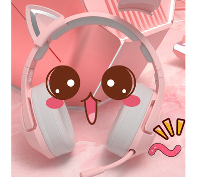 Pink wired earphone cute girl ECG gaming earphone - Nexa Friends