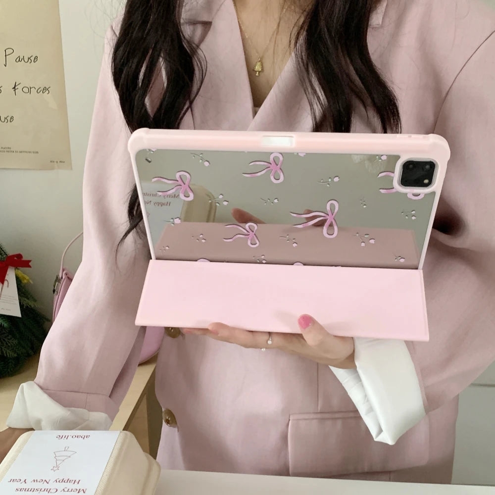 Pink Bow Mirror iPad Case For iPad Pro, Air and Mini