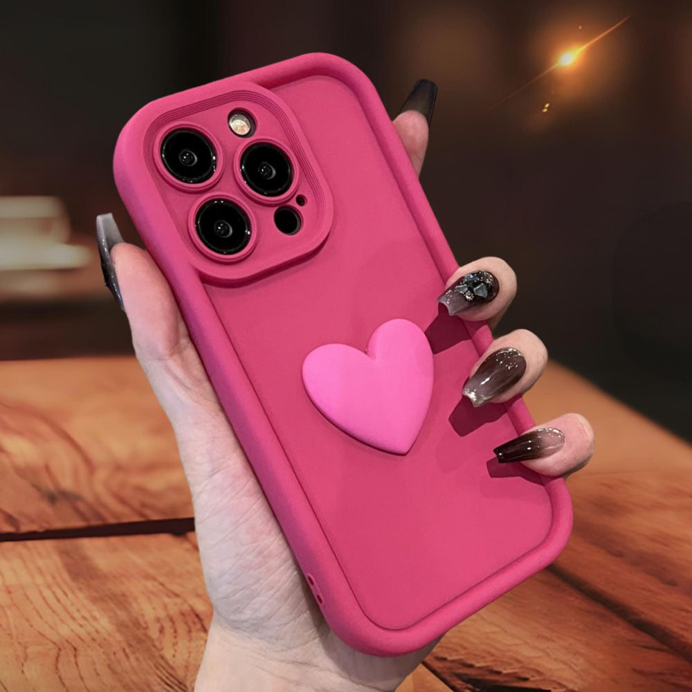 Three-dimensional Love Skin-friendly Frosted Lens All-inclusive Phone Case