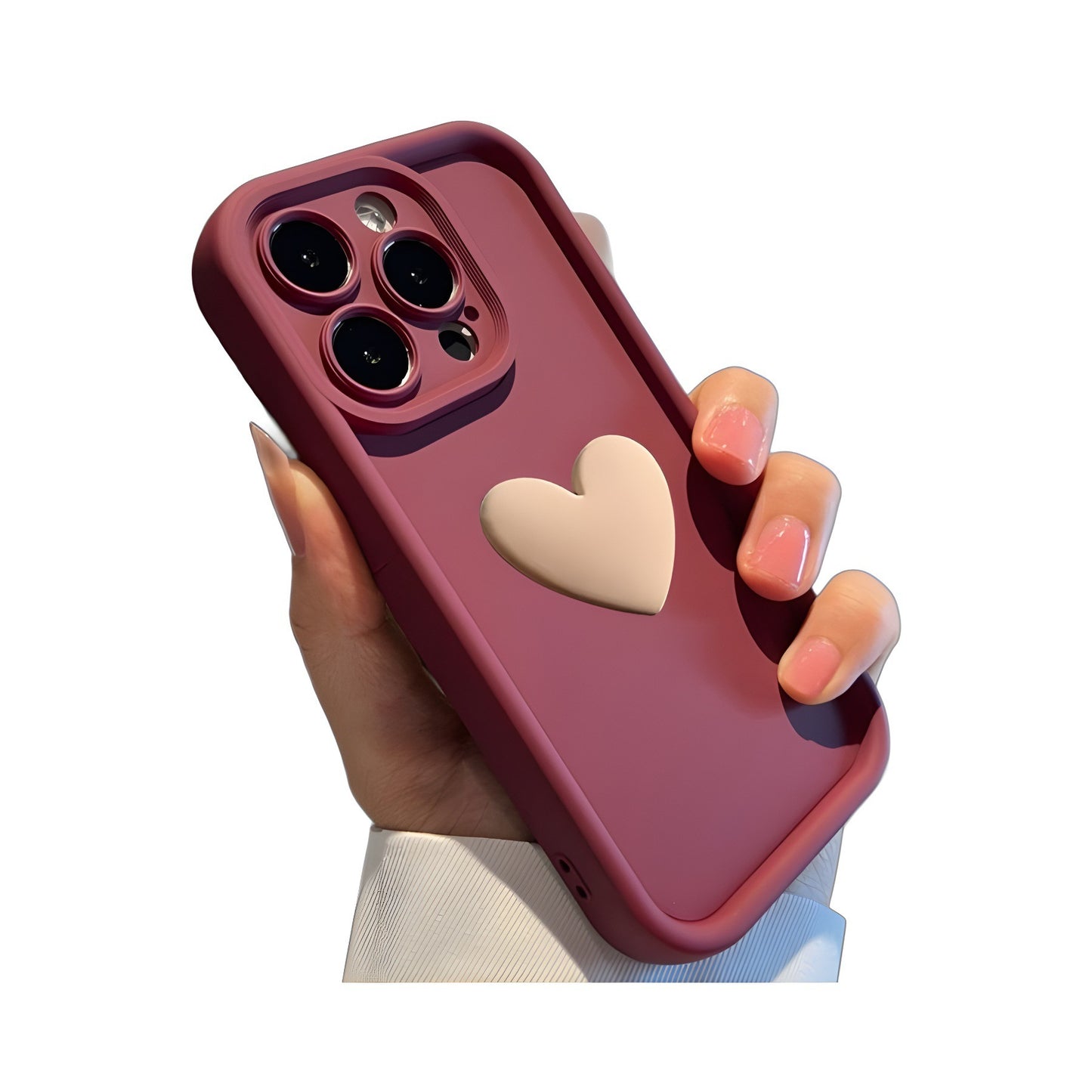 Three-dimensional Love Skin-friendly Frosted Lens All-inclusive Phone Case