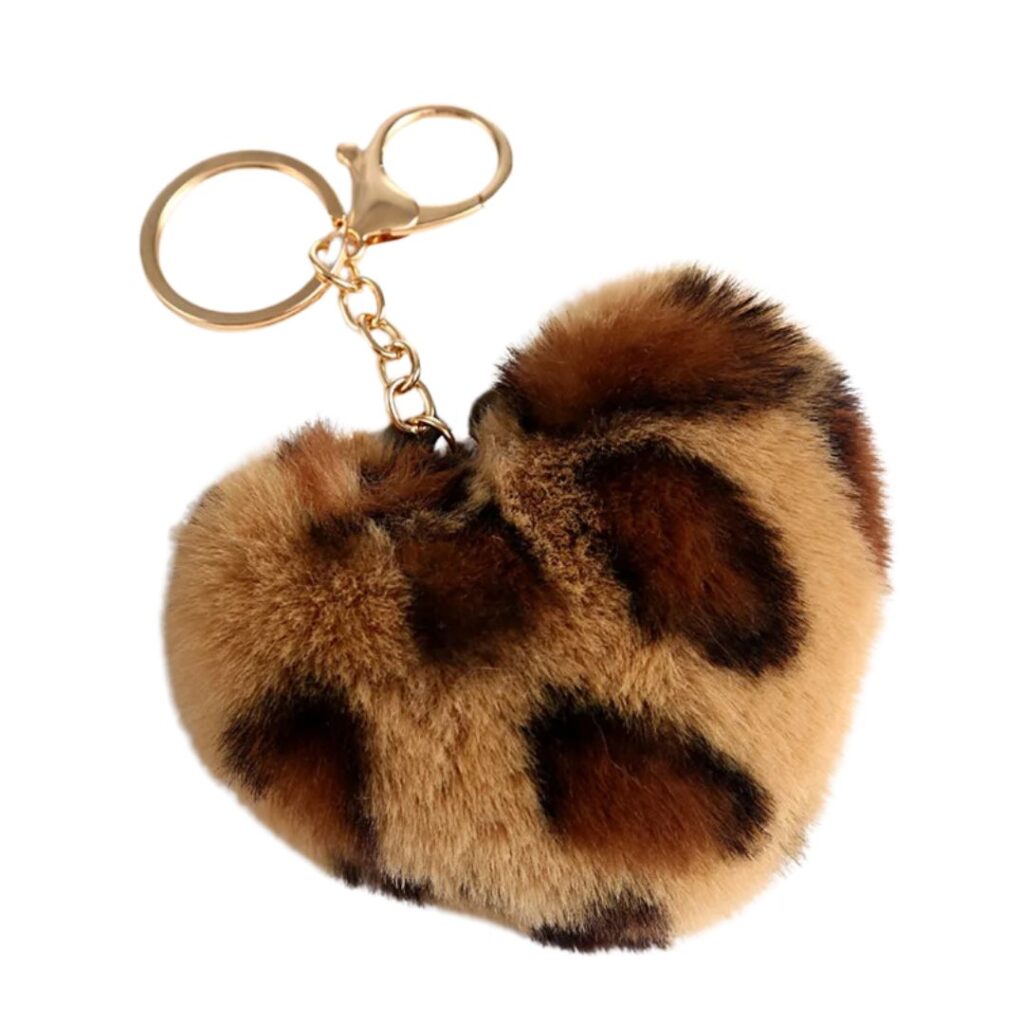 Leopard Pom Pom Keychain